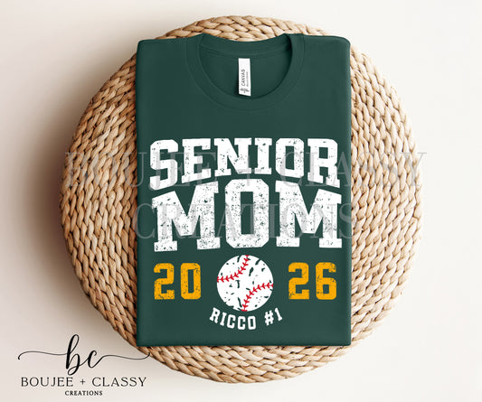 Senior Baseball Mom 2026 Graphic Tee - Green_Gold