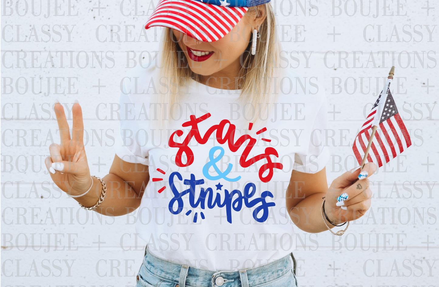 Stars & Stripes Graphic Tee – Red, White & Blue
