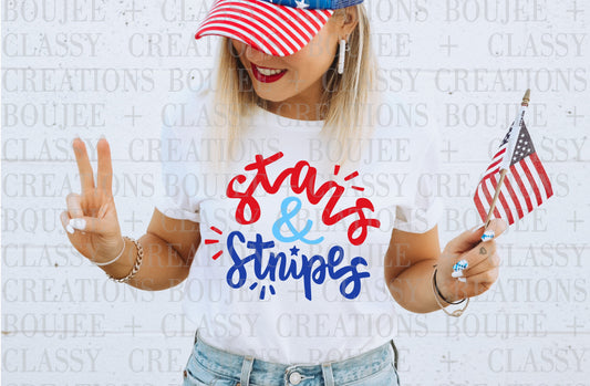 Stars & Stripes Graphic Tee – Red, White & Blue
